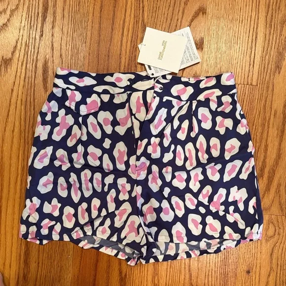 Diane Von Furstenberg Pink and Blue High Waist Shorts - Picture 1 of 3